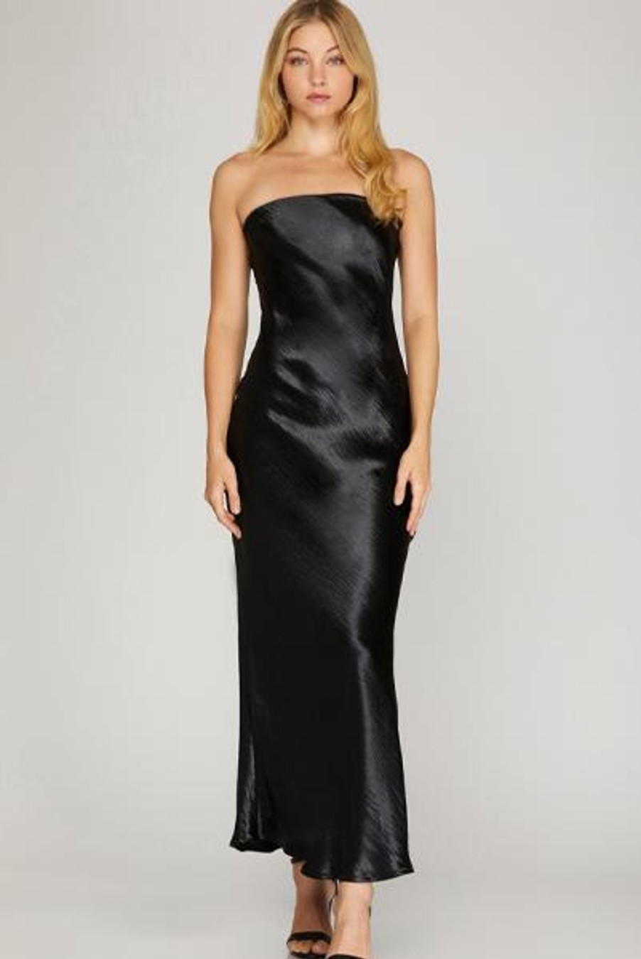 Shop All She u0026 Sky | Halle Black Satin Tube Dress