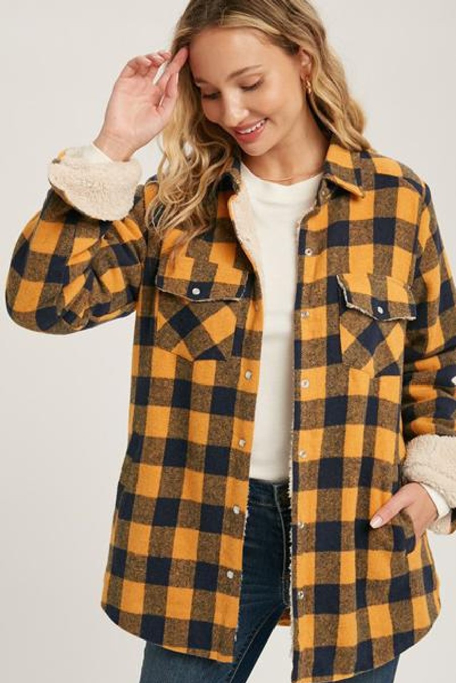 Shop All BluIvy | Plaid Sherpa Lined Shacket