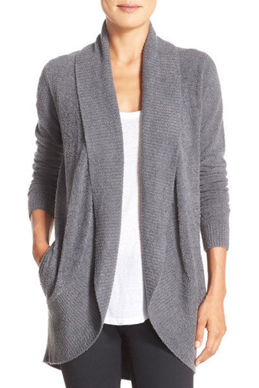 Clothing Barefoot Dreams | Barefoot Dreams Cozychic Lite Circle Cardi In Pewter