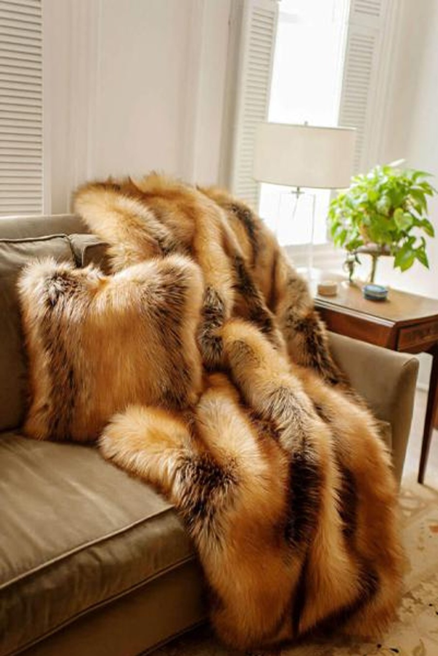 Shop All Fabulous Furs | Red Fox Faux Fur Throw 60 X 72