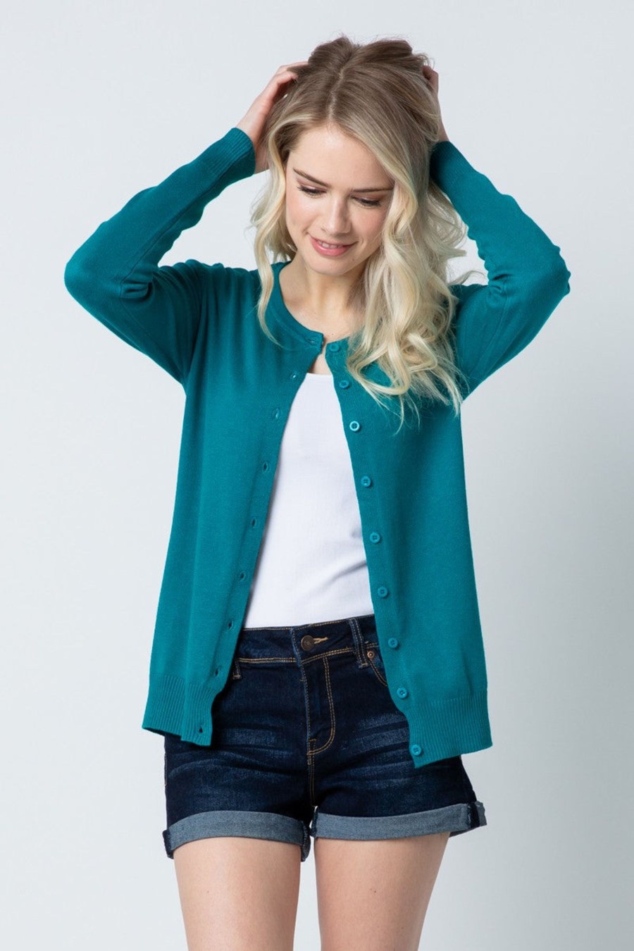 Shop All Cielo | Lissy Round Neck Button Cardi Electric Green