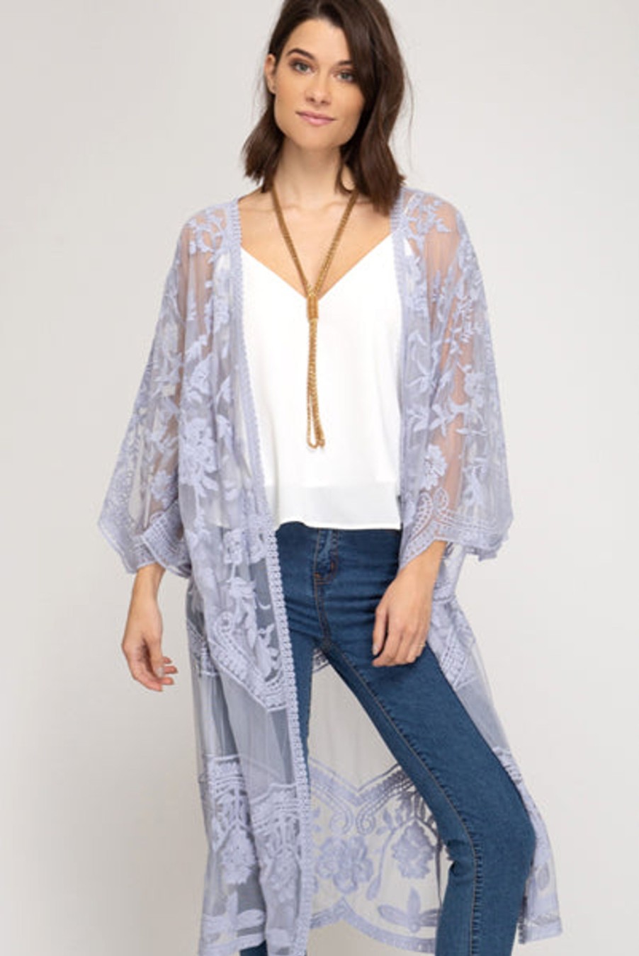 Shop All Crush Clothing | Farmhouse Lace Kimono Fresh Lilac