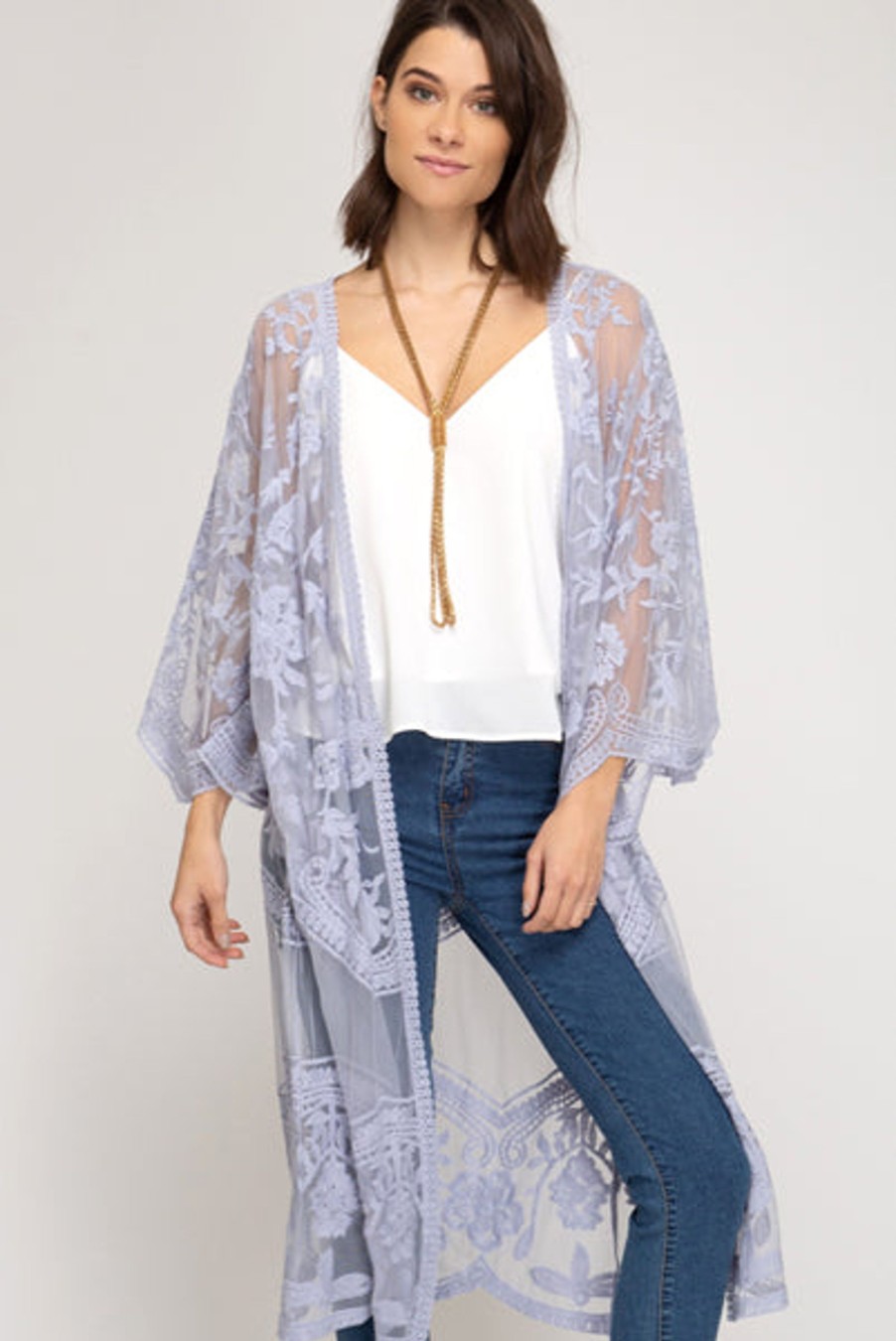 Clothing Crush Clothing | Farmhouse Lace Kimono Fresh Lilac