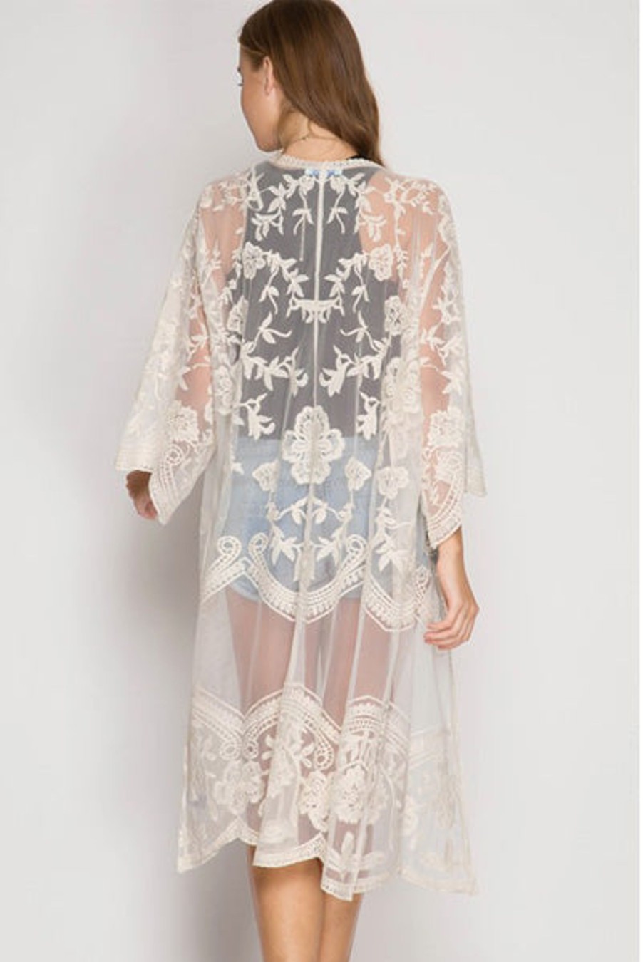 Clothing She u0026 Sky | Farmhouse Lace Kimono Cream